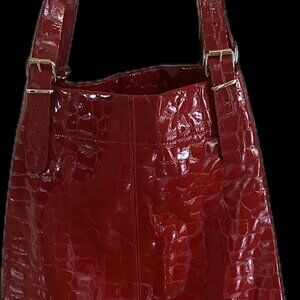 "RARE" JANE AUGUST King's Road Leather Tote - Red Embossed Croc (Made in Italy)